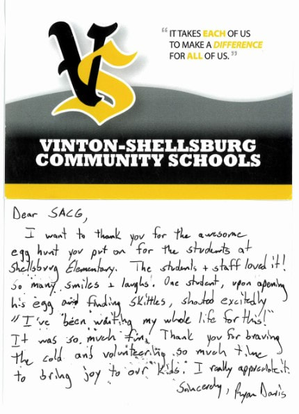 Letter from V-S Elementary School Principal